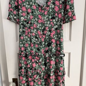 Oliver Bonas Midi Dress Size 8. Tiered. Boho. Garden Party. Floral Whimsy EUC